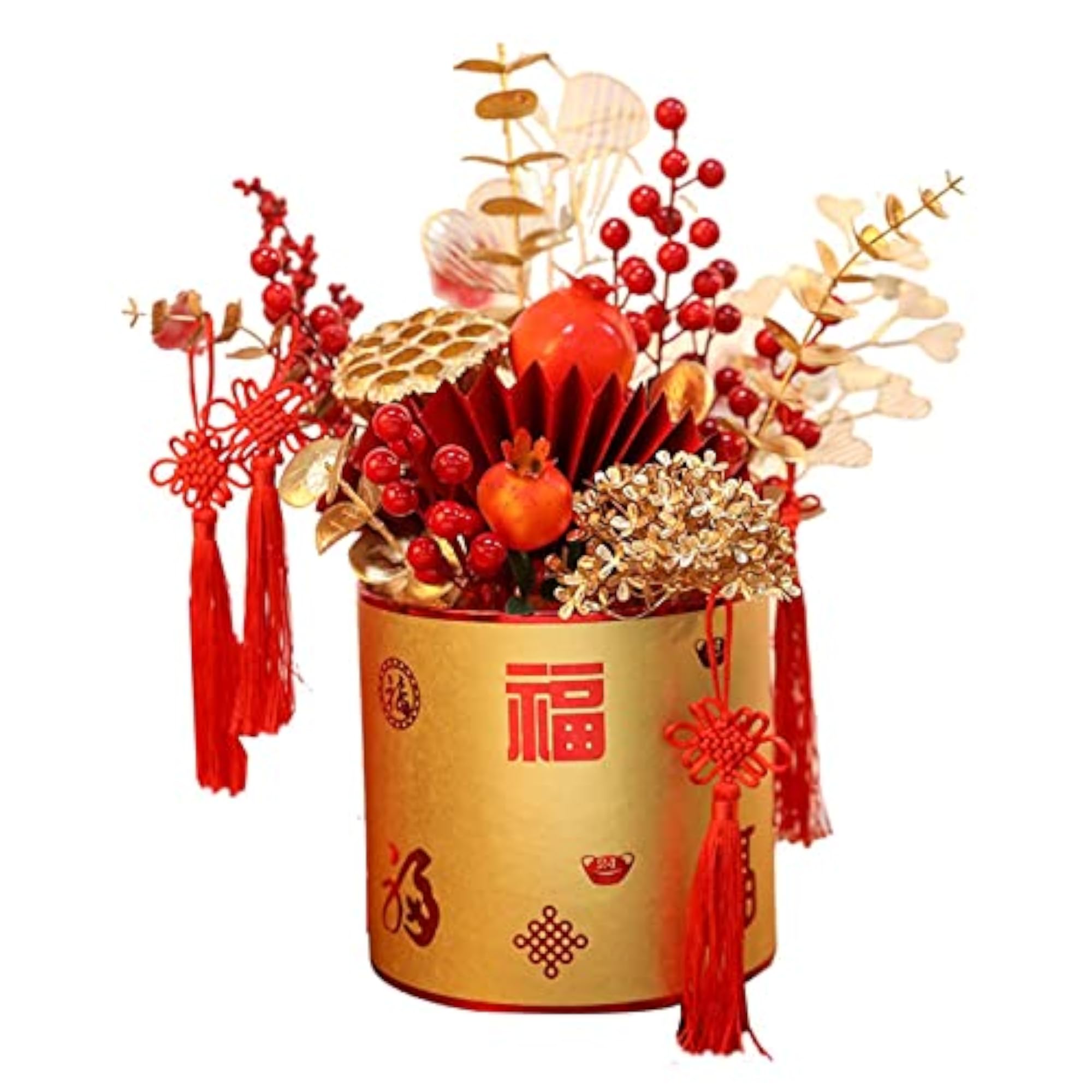 Simulation Red Berries Flowerpot Feng Shui Decoration